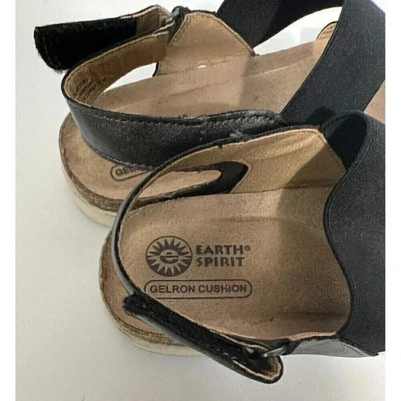 Earth Spirit Womens Sandals Metallic Gray Slingback Black Elastic Size 6 - Picture 10 of 12